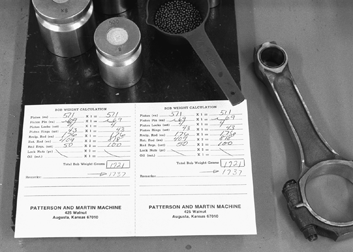 Weights and math used to calculate the bobweight used to balance an engine